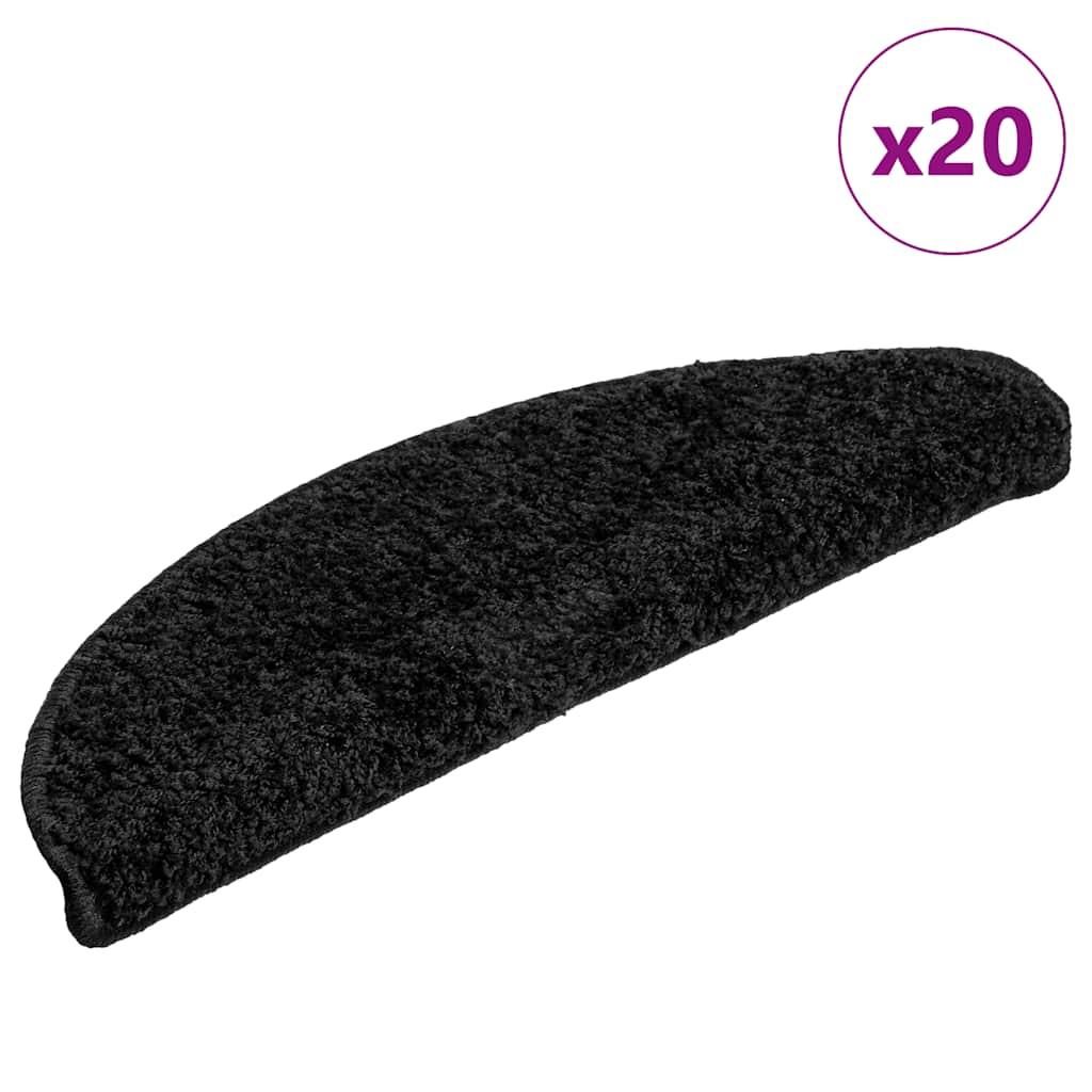 Trappemåtter 20 stk. 56x17x3 cm sorte halvrunde