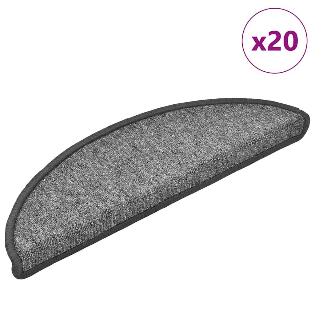 Trappemåtter 20 stk. 56x17x3 cm mørkegrå halvrunde