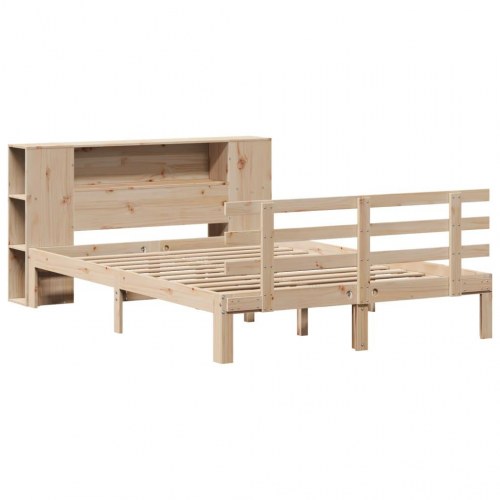 Seng med reol uden madras 135x190 cm - massivt fyrretræ