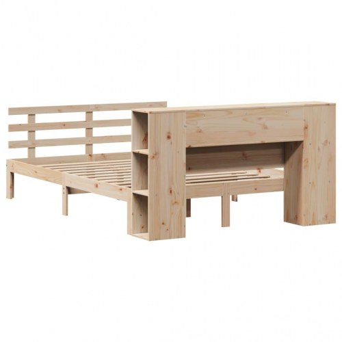 Seng med reol uden madras 135x190 cm - massivt fyrretræ