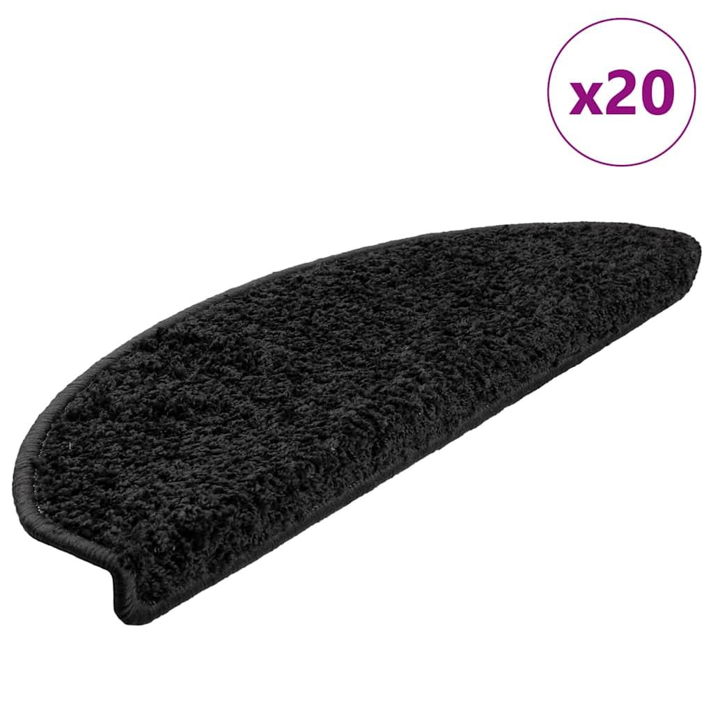 Trappemåtter 20 stk. 65x21x4 cm sorte halvrunde store