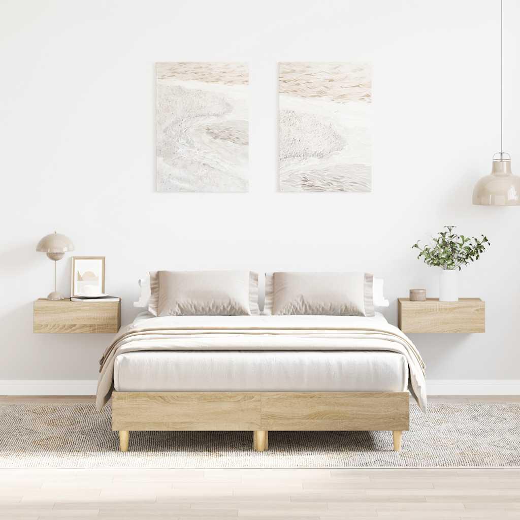 Sengestel uden madras 135x190 cm konstrueret træ sonoma-eg