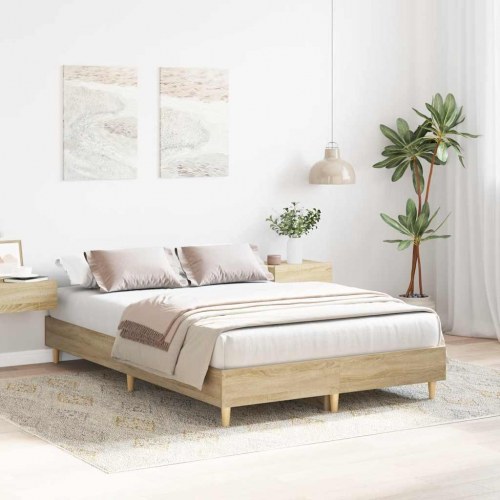 Sengestel uden madras 135x190 cm konstrueret træ sonoma-eg