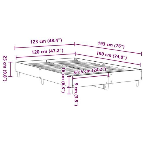 Sengestel uden madras 120x190 cm konstrueret træ sonoma-eg