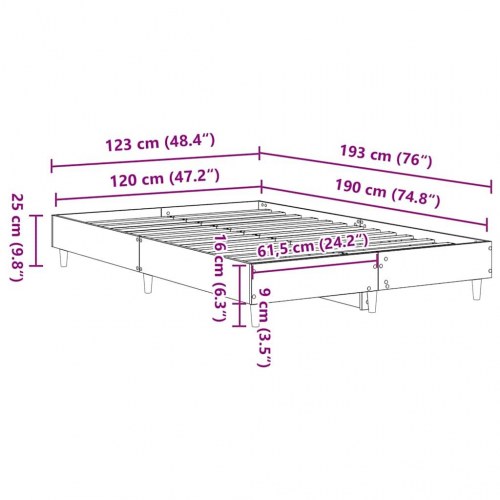 Sengestel 120 x 190 cm i antikt træ uden madras