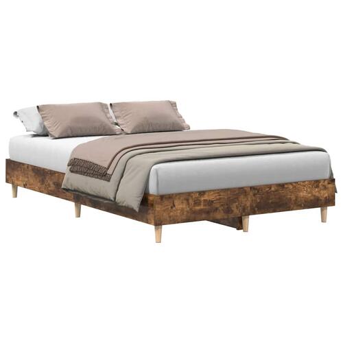 Sengestel uden madras 140x190 cm konstrueret træ røget eg