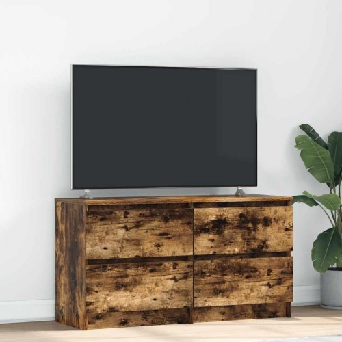 TV-bord med 4 skuffer - røget egetræsfarve, 100 x 35 x 54 cm