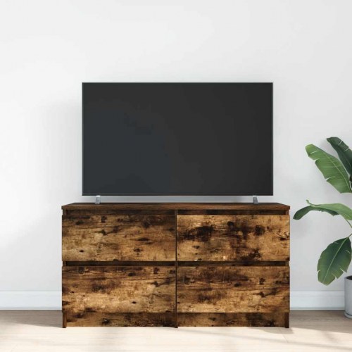 TV-bord med 4 skuffer - røget egetræsfarve, 100 x 35 x 54 cm
