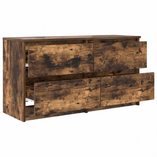 TV-bord med 4 skuffer - røget egetræsfarve, 100 x 35 x 54 cm