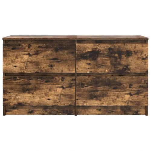 TV-bord med 4 skuffer - røget egetræsfarve, 100 x 35 x 54 cm