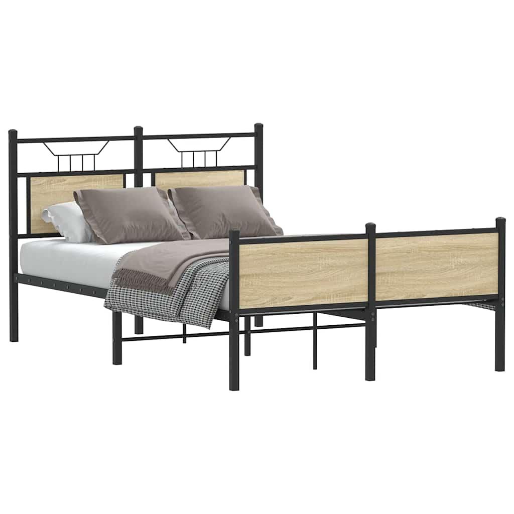 Sengeramme Uden Madras Konstrueret Træ Sonoma-Eg - med sengegavl og højt fodgærde / 120 x 200 cm