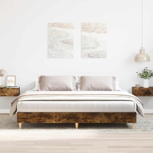Sengestel 200 x 200 cm uden madras - røget eg