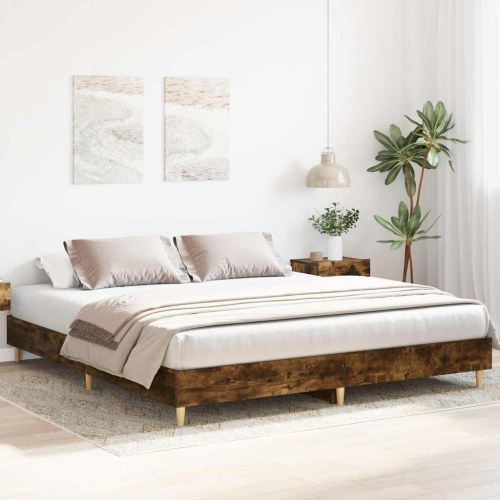 Sengestel 200 x 200 cm uden madras - røget eg