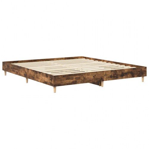 Sengestel 200 x 200 cm uden madras - røget eg