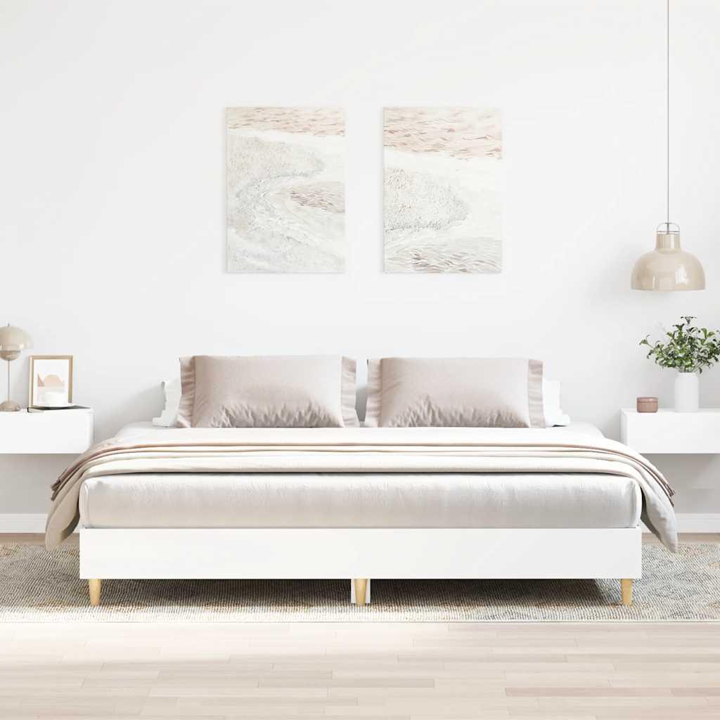 Sengestel Uden Madras Konstrueret Træ Antikt Træ - Hvid / 200 x 200 cm