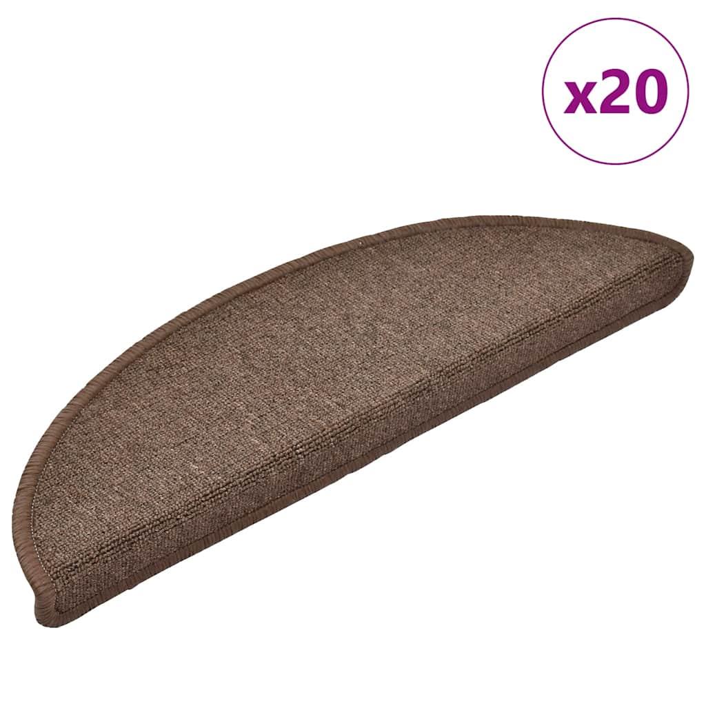 Trappemåtter 20 stk. 56x17x3 cm kaffebrune halvrund