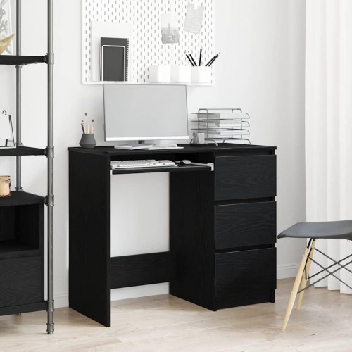 Skrivebord med 3 skuffer - 90 × 45 × 76 cm, sort eg