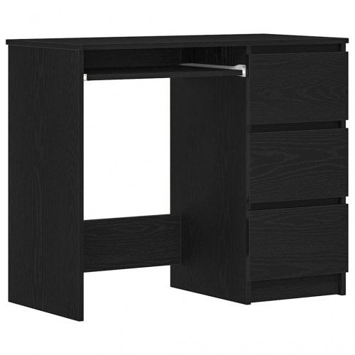 Skrivebord med 3 skuffer - 90 × 45 × 76 cm, sort eg