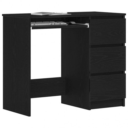 Skrivebord med 3 skuffer - 90 × 45 × 76 cm, sort eg