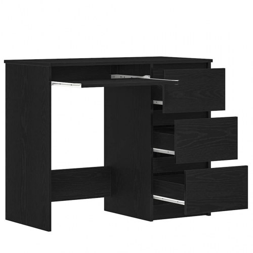 Skrivebord med 3 skuffer - 90 × 45 × 76 cm, sort eg