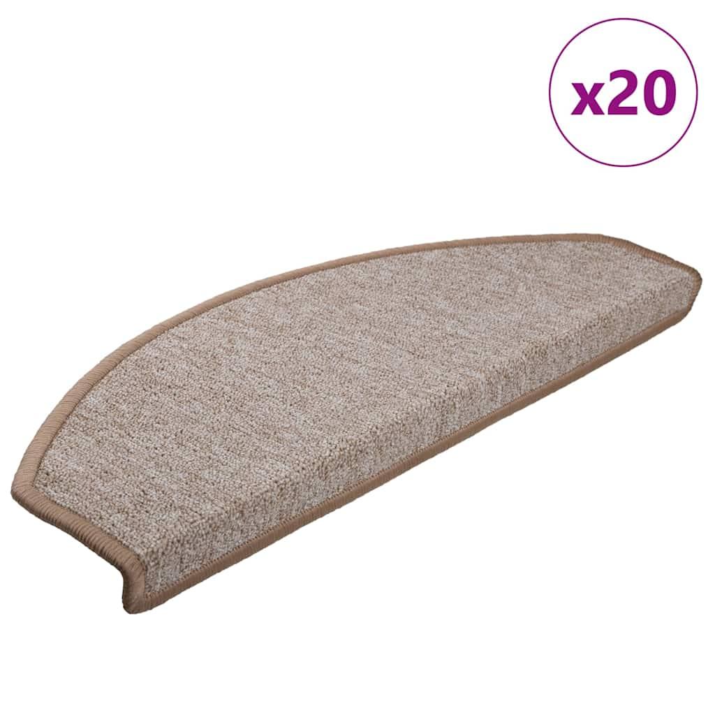 vidaXL trappemåtter 20 stk. 65 x 24 x 4 cm lysebrune halvrunde store