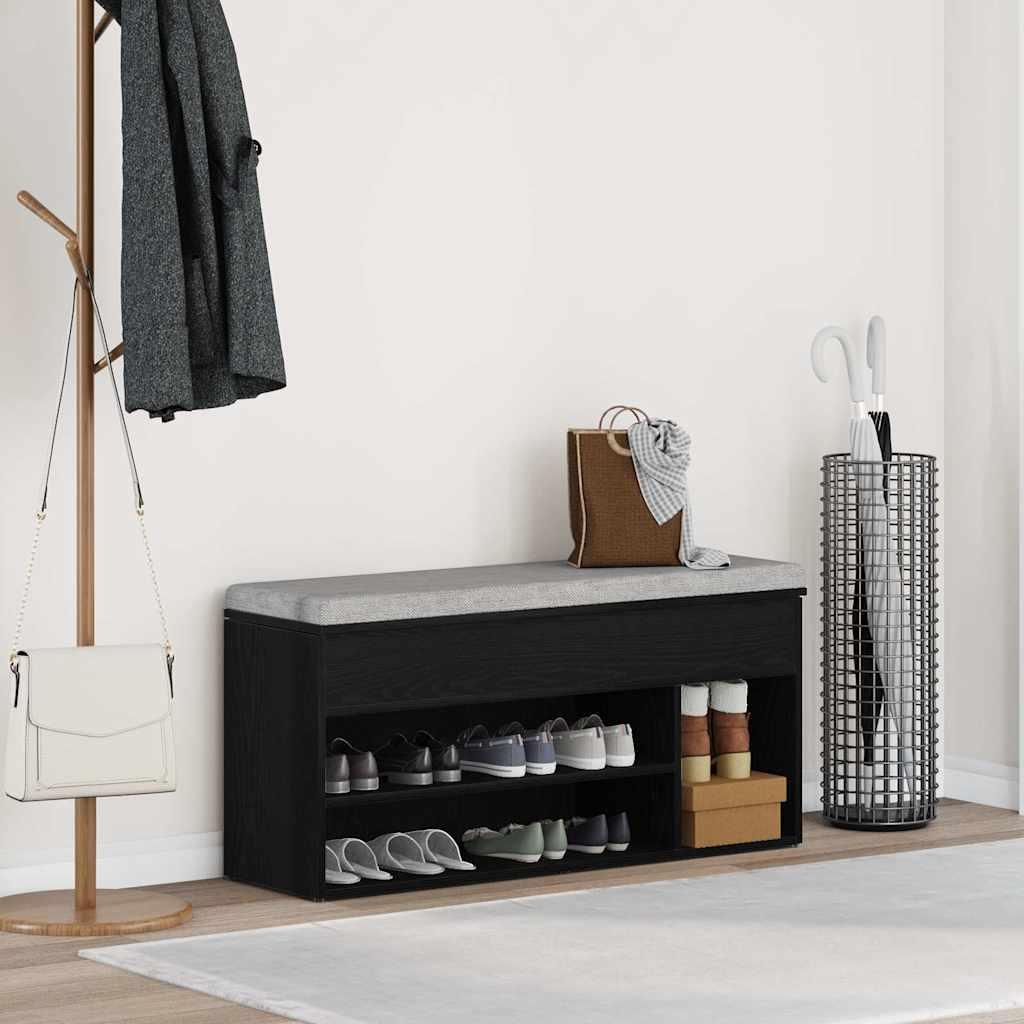 Skobænk 102x30,5x45 cm konstrueret træ sort egetræsfarve