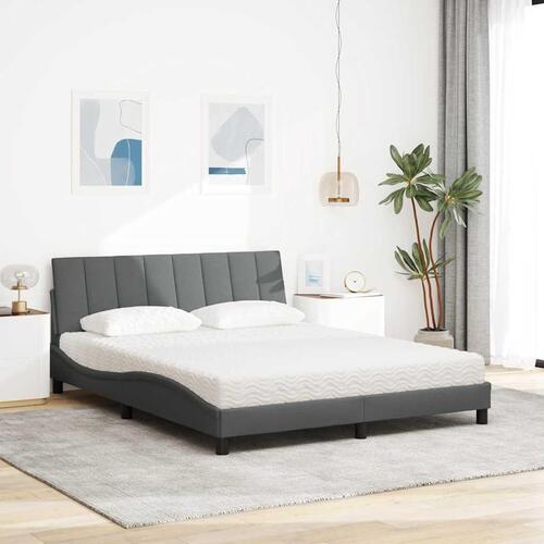 Seng med madras 160x200 cm stof mørkegrå