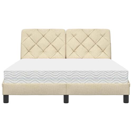 Seng med madras 140x200 cm stof cremefarvet