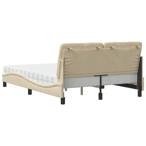 Seng med madras 140x200 cm stof cremefarvet