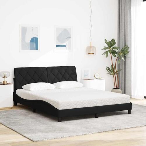 Seng med madras 160x200 cm stof sort