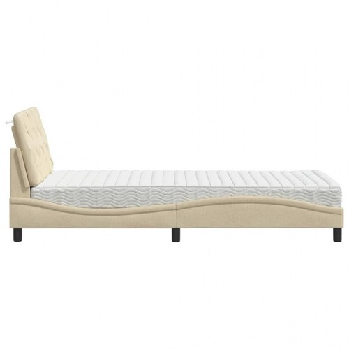 Seng med madras 80x200 cm stof cremefarvet