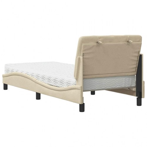 Seng med madras 80x200 cm stof cremefarvet