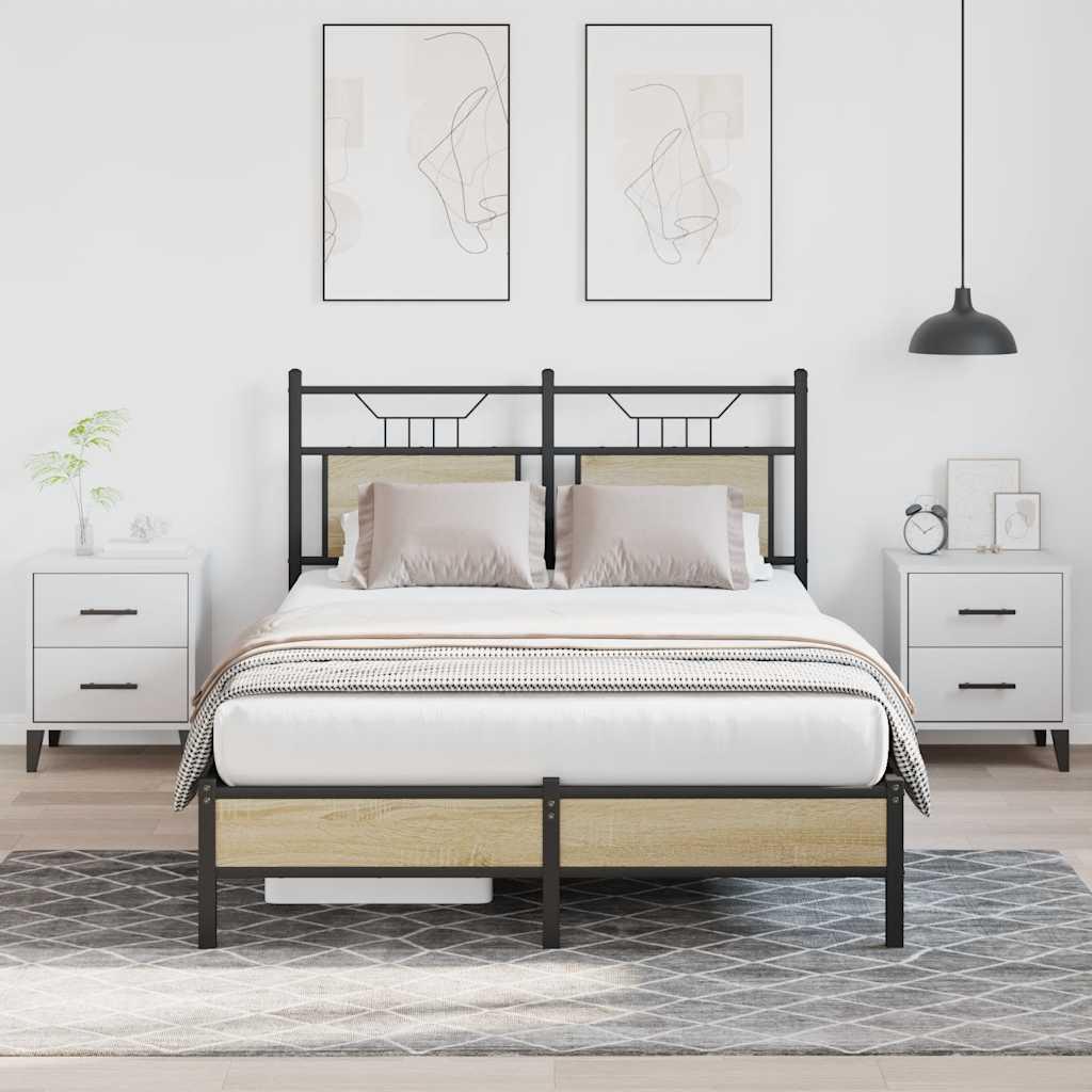 Sengeramme Uden Madras Konstrueret Træ Sonoma-Eg - med sengegavl og lavt fodgærde / 120 x 190 cm