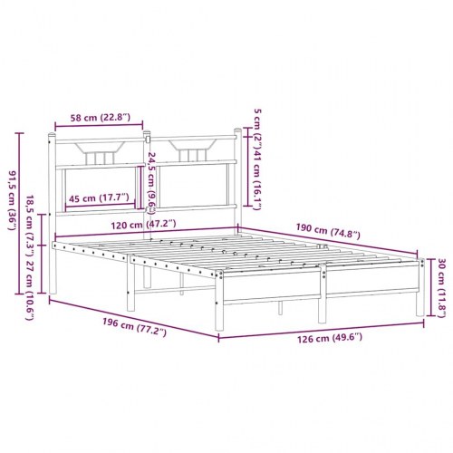 Sengeramme 120 x 190 cm med sengegavl - sonoma-eg