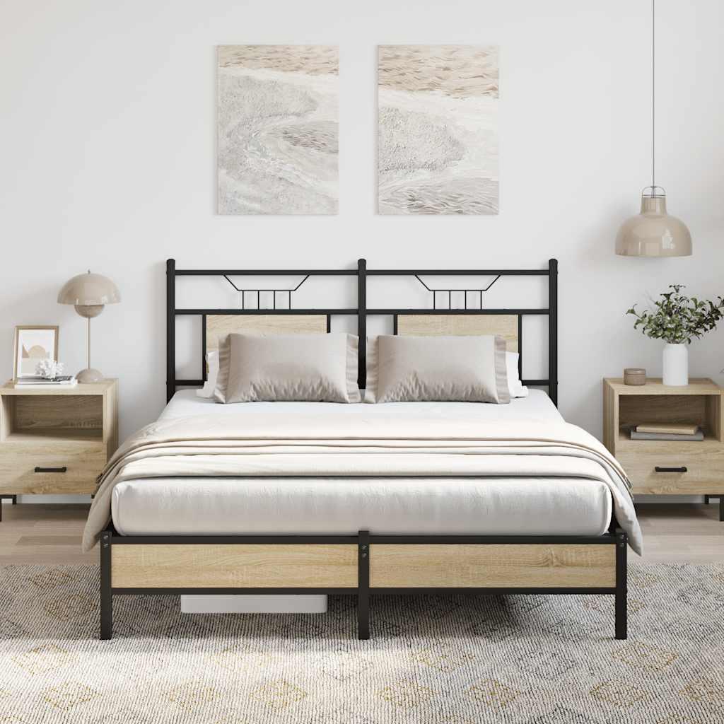 Sengeramme Uden Madras Konstrueret Træ Sonoma-Eg - med sengegavl og lavt fodgærde / 137 x 190 cm