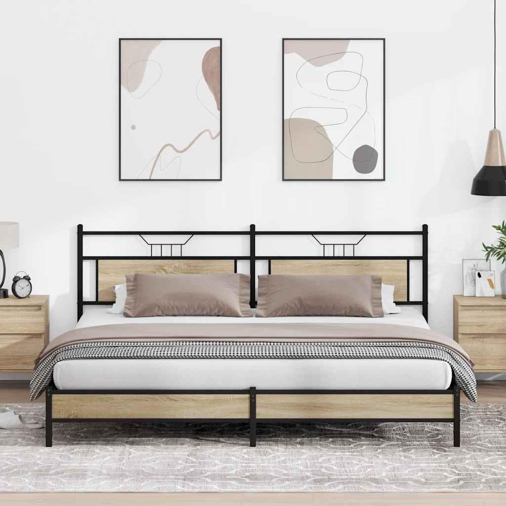 Sengeramme Uden Madras Konstrueret Træ Sonoma-Eg - med sengegavl og lavt fodgærde / 200 x 200 cm