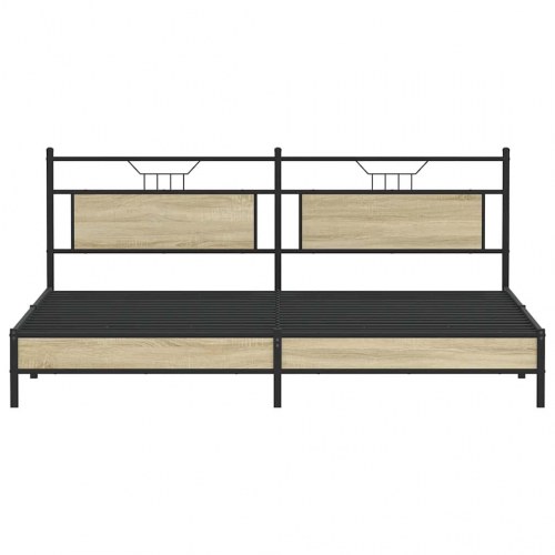 Sengeramme 200 x 200 cm i metal og sonoma-eg