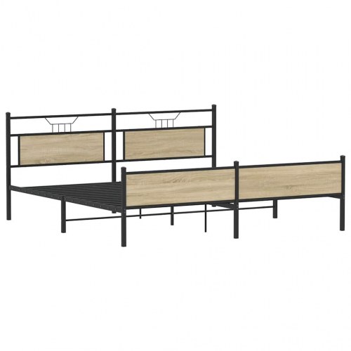 Sengeramme uden madras 193x203 cm - metal og sonoma-eg