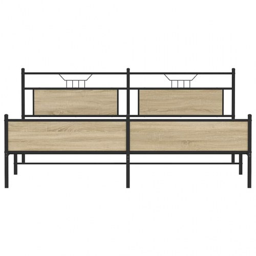Sengeramme uden madras 193x203 cm - metal og sonoma-eg