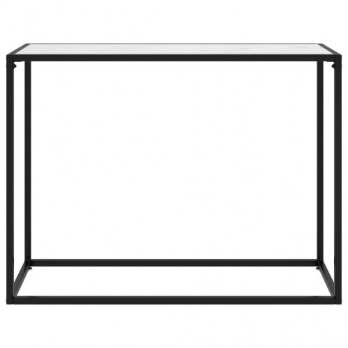 Konsolbord 100×35×75 cm - hærdet glas i hvid marmorlook