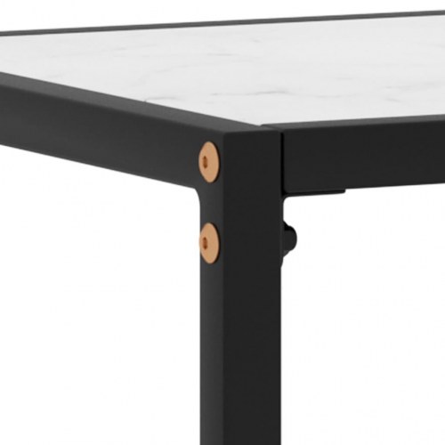 Konsolbord 100×35×75 cm - hærdet glas i hvid marmorlook