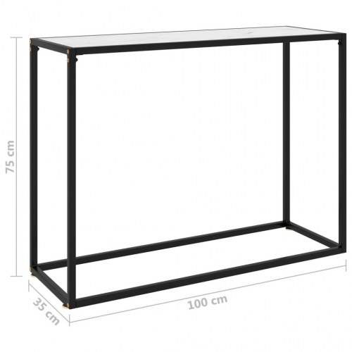 Konsolbord 100×35×75 cm - hærdet glas i hvid marmorlook