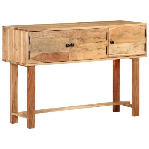 Skænk 115×35×75 cm i massivt akacietræ - naturlig opbevaring med hylder og låger