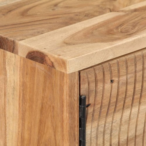 Skænk 115×35×75 cm i massivt akacietræ - naturlig opbevaring med hylder og låger