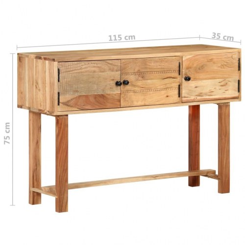 Skænk 115×35×75 cm i massivt akacietræ - naturlig opbevaring med hylder og låger