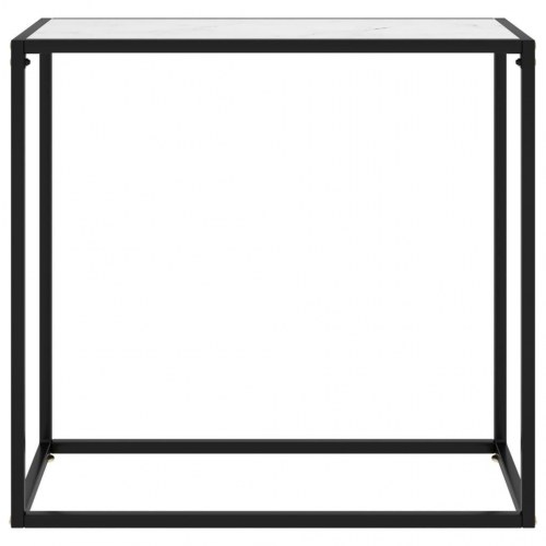 Konsolbord 80×35×75 cm - hærdet glas i hvid marmortekstur