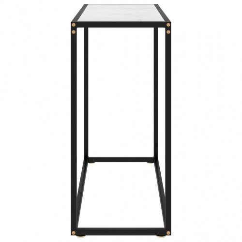 Konsolbord 80×35×75 cm - hærdet glas i hvid marmortekstur