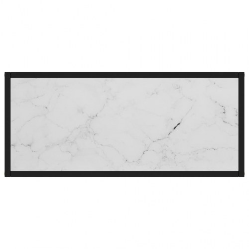 Konsolbord 80×35×75 cm - hærdet glas i hvid marmortekstur