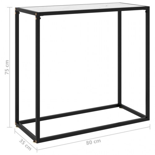 Konsolbord 80×35×75 cm - hærdet glas i hvid marmortekstur