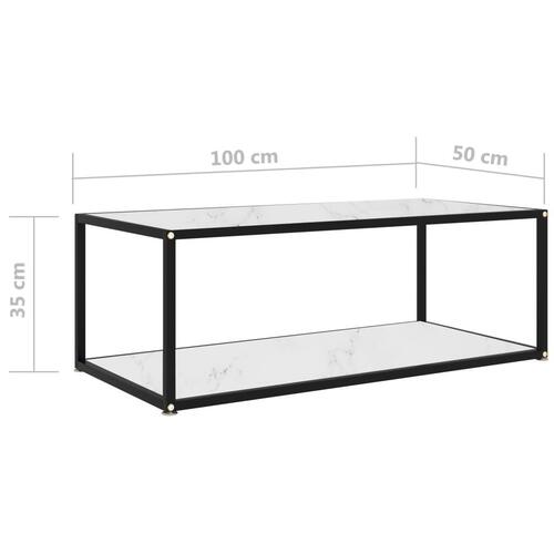 Sofabord 100x50x35 cm hærdet glas hvid